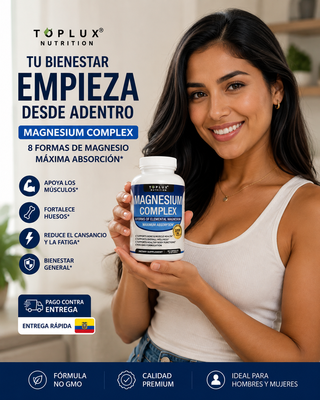 ✨ Descubre el poder del Magnesio Complex 1000 mg y siente la diferencia en tu energía, músculos y bienestar diario.