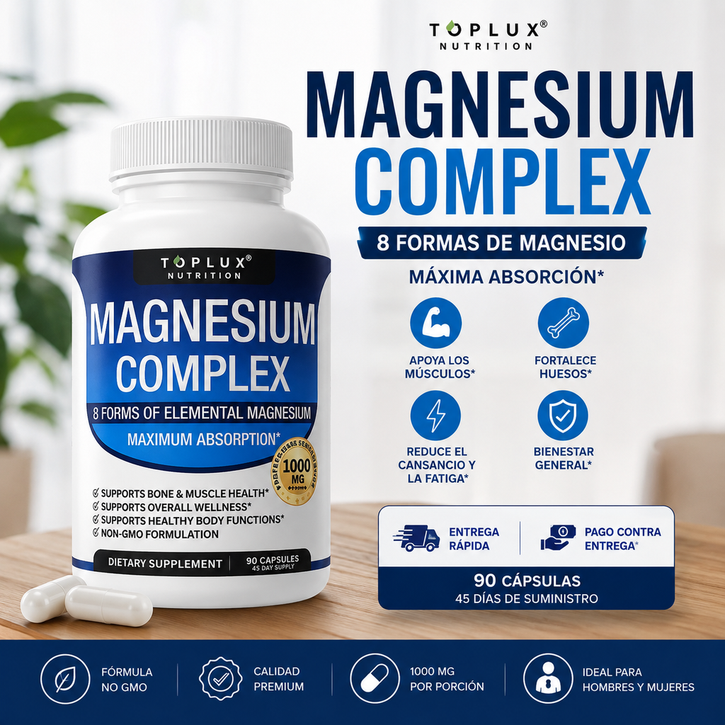 ✨ Descubre el poder del Magnesio Complex 1000 mg y siente la diferencia en tu energía, músculos y bienestar diario.