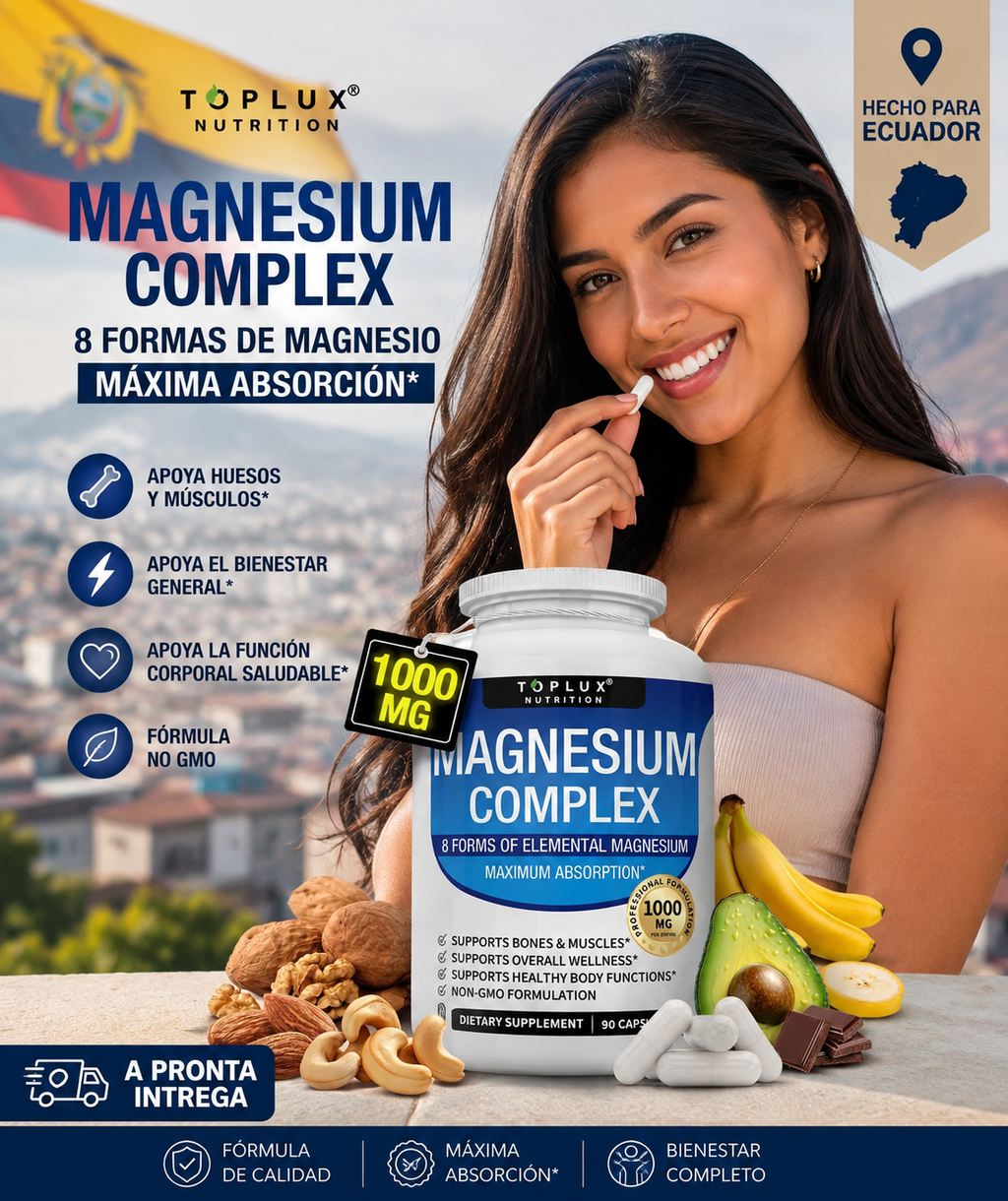 ✨ Descubre el poder del Magnesio Complex 1000 mg y siente la diferencia en tu energía, músculos y bienestar diario.