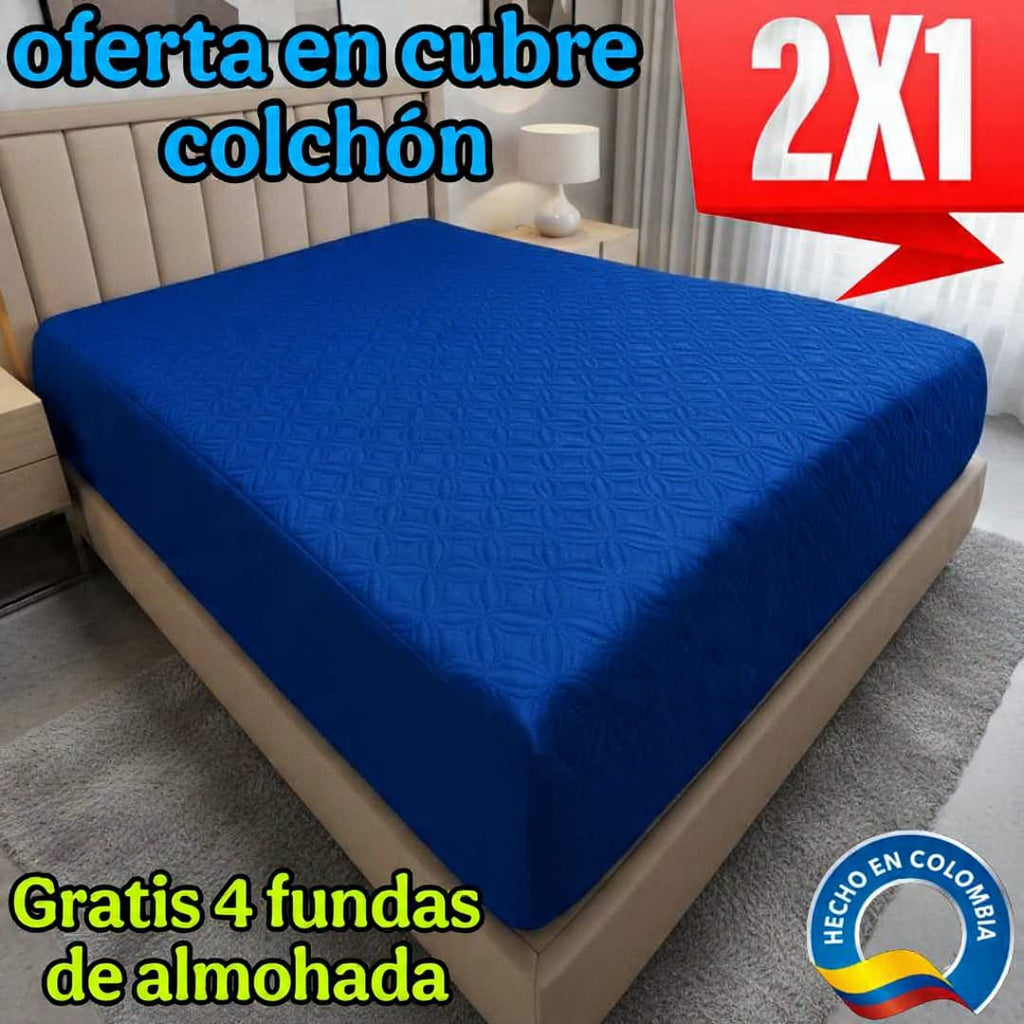 OFERTA EN CUBRE COLCHON PAGUE 1 LLEVE 2 + 4 FUNDAS DE ALMOHADA GRATIS