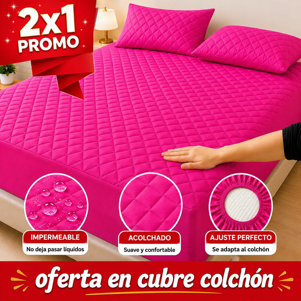 OFERTA EN CUBRE COLCHON PAGUE 1 LLEVE 2 + 4 FUNDAS DE ALMOHADA GRATIS